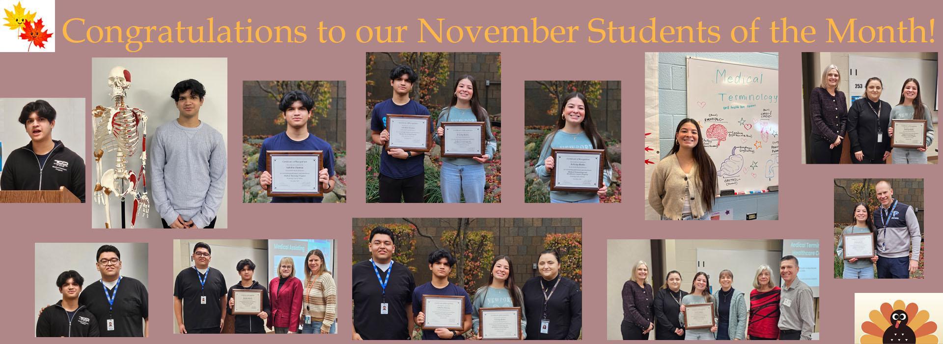 Students receiving awards
