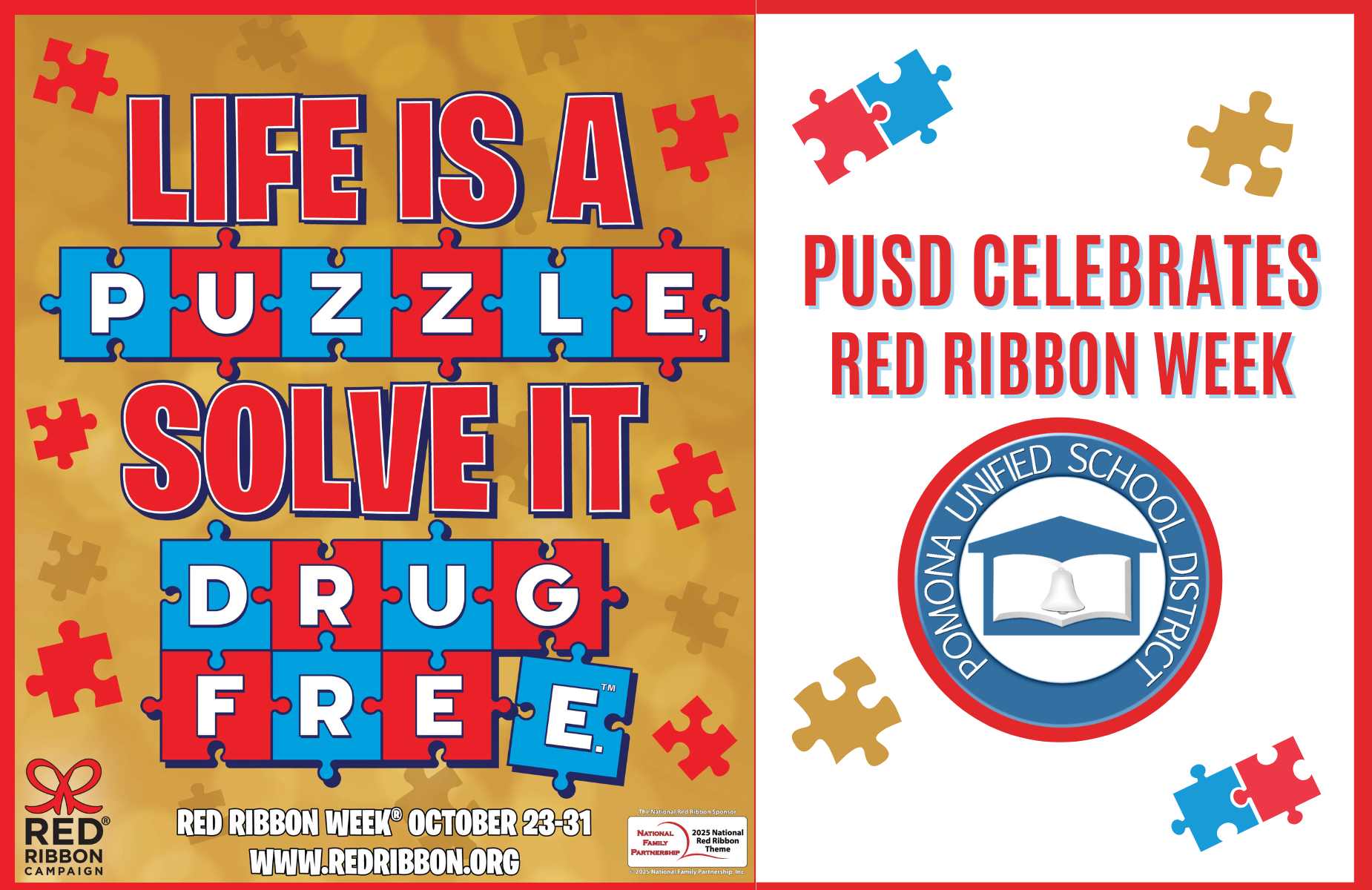 Red Ribbon Week Shuffle banner for homepage