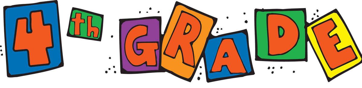 Colorful letters spelling '4th GRADE' on playful background.