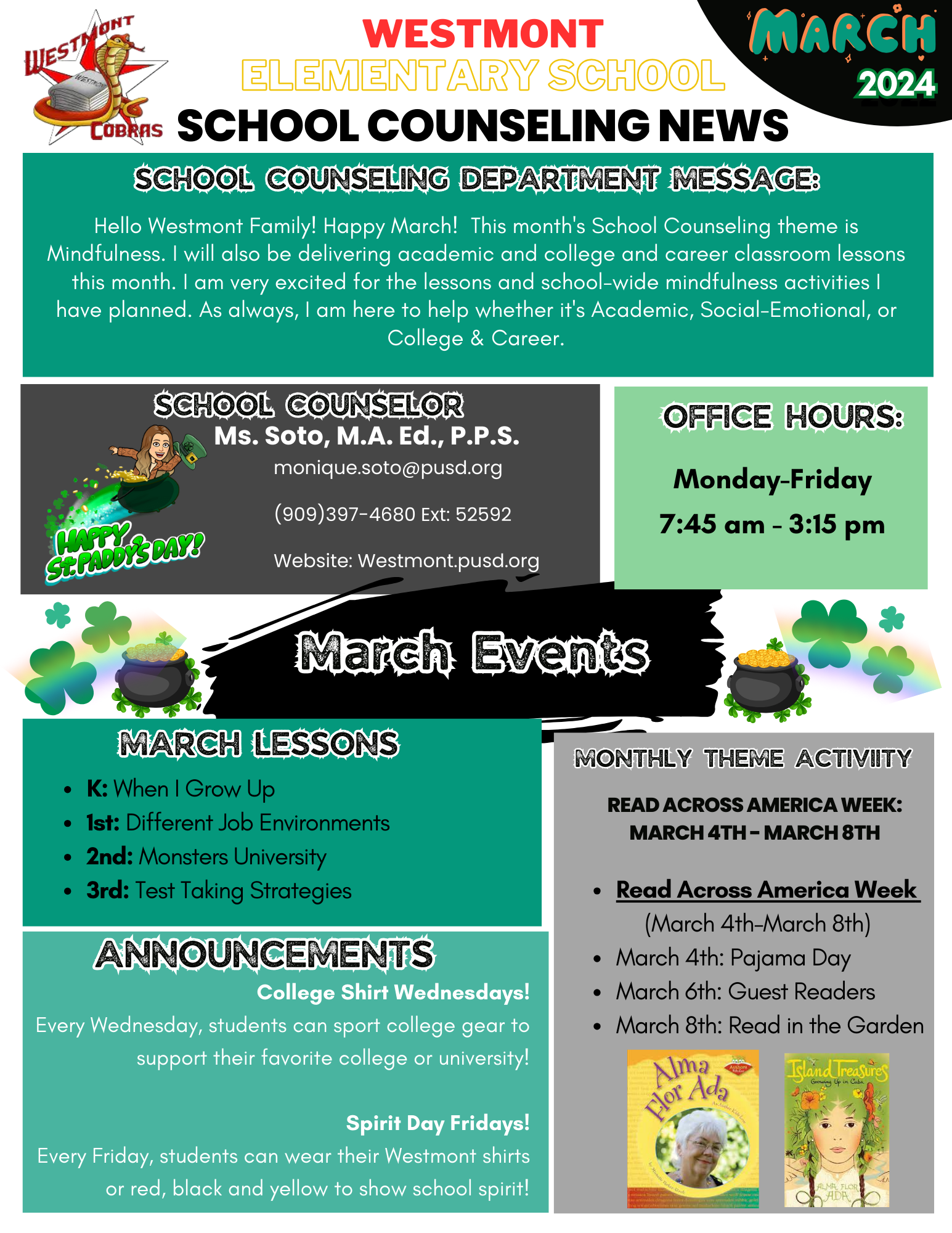 School Counseling Newsletter – School Counselor – Westmont Elementary School