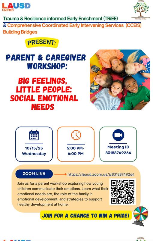 Parent and caregiver workshop: BIG FEELINGS, LITTLE PEOPLE: SOCIAL EMOTIONAL NEEDS