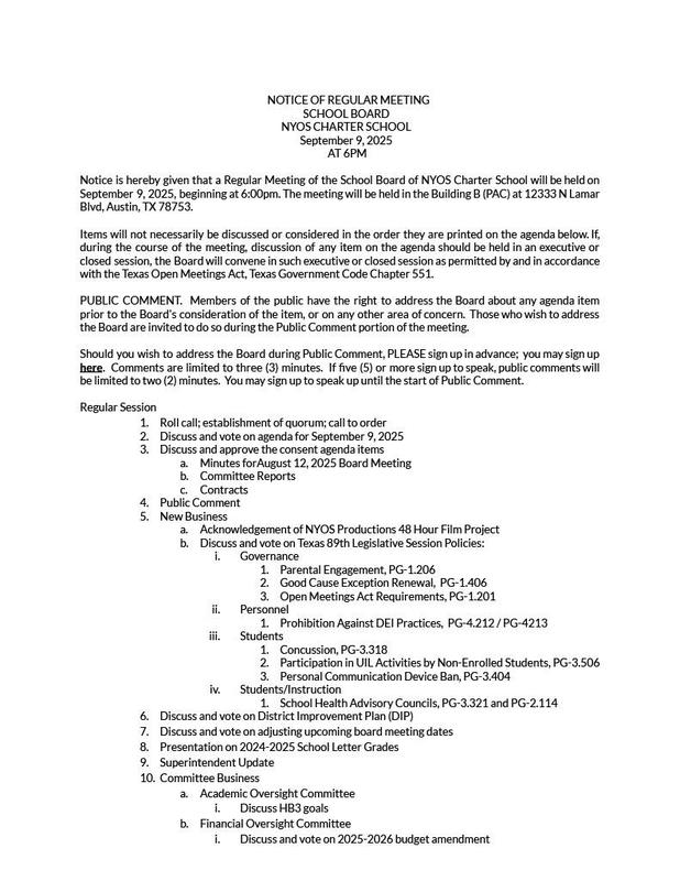 Board Meeting Agenda Featured Photo