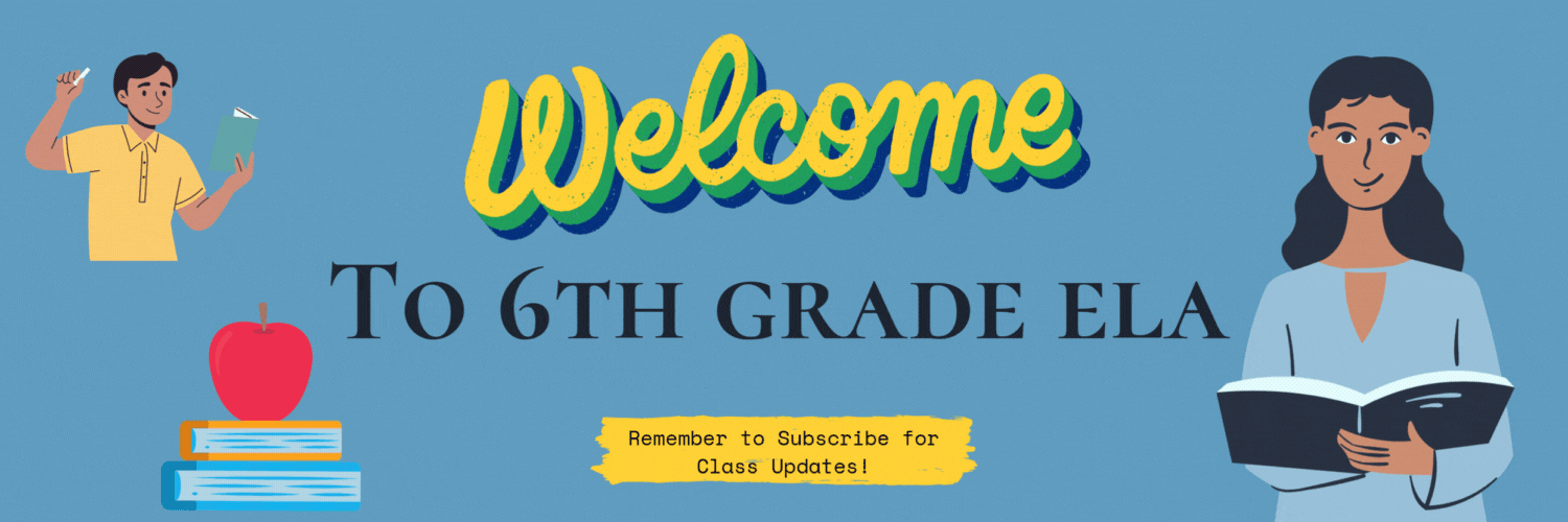 welcome to 6th grade banner with cartoon and apple