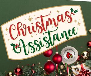 "Christmas Assistance" with Christmas balls and candy cane