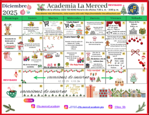 December Calendar in Spanish