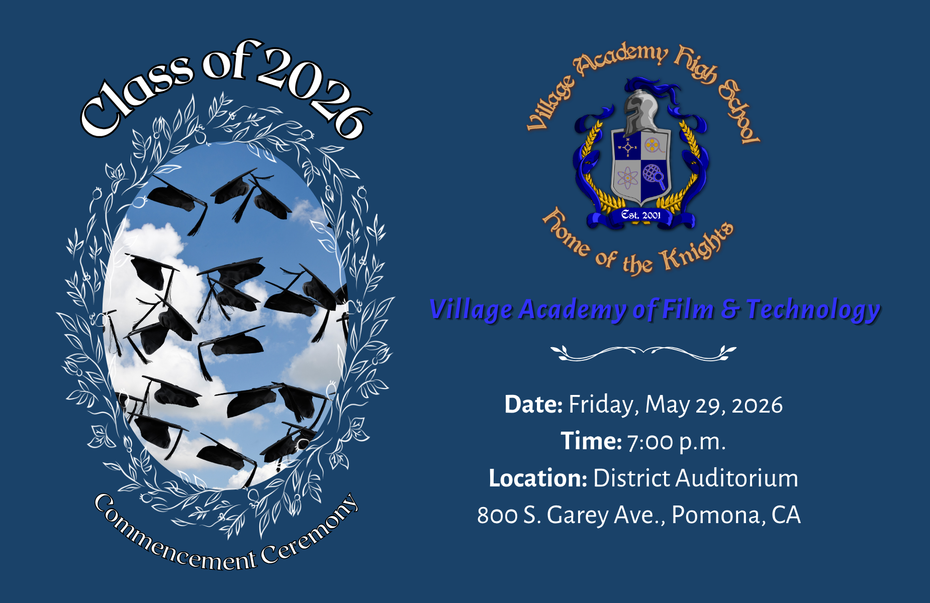 Village Academy graduation shuffle banner for homepage
