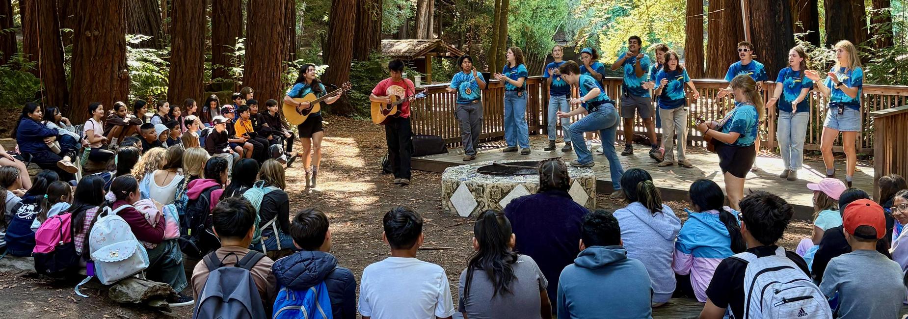 A performance by students and outdoor education teachers.