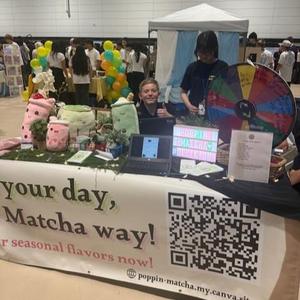 one student sitting at the display
