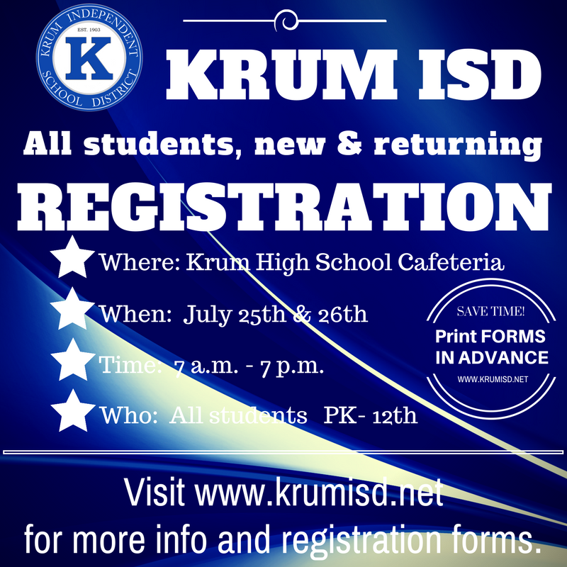 2018-19 Registration - July 25th & 26th 7:00 am - 7:00 pm at KHS Thumbnail Image
