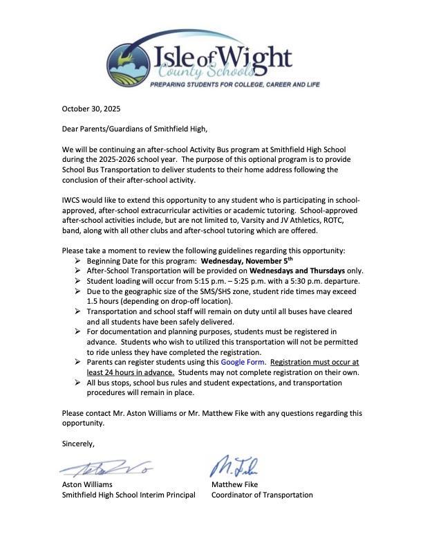 Activity Bus Begins Nov. 5