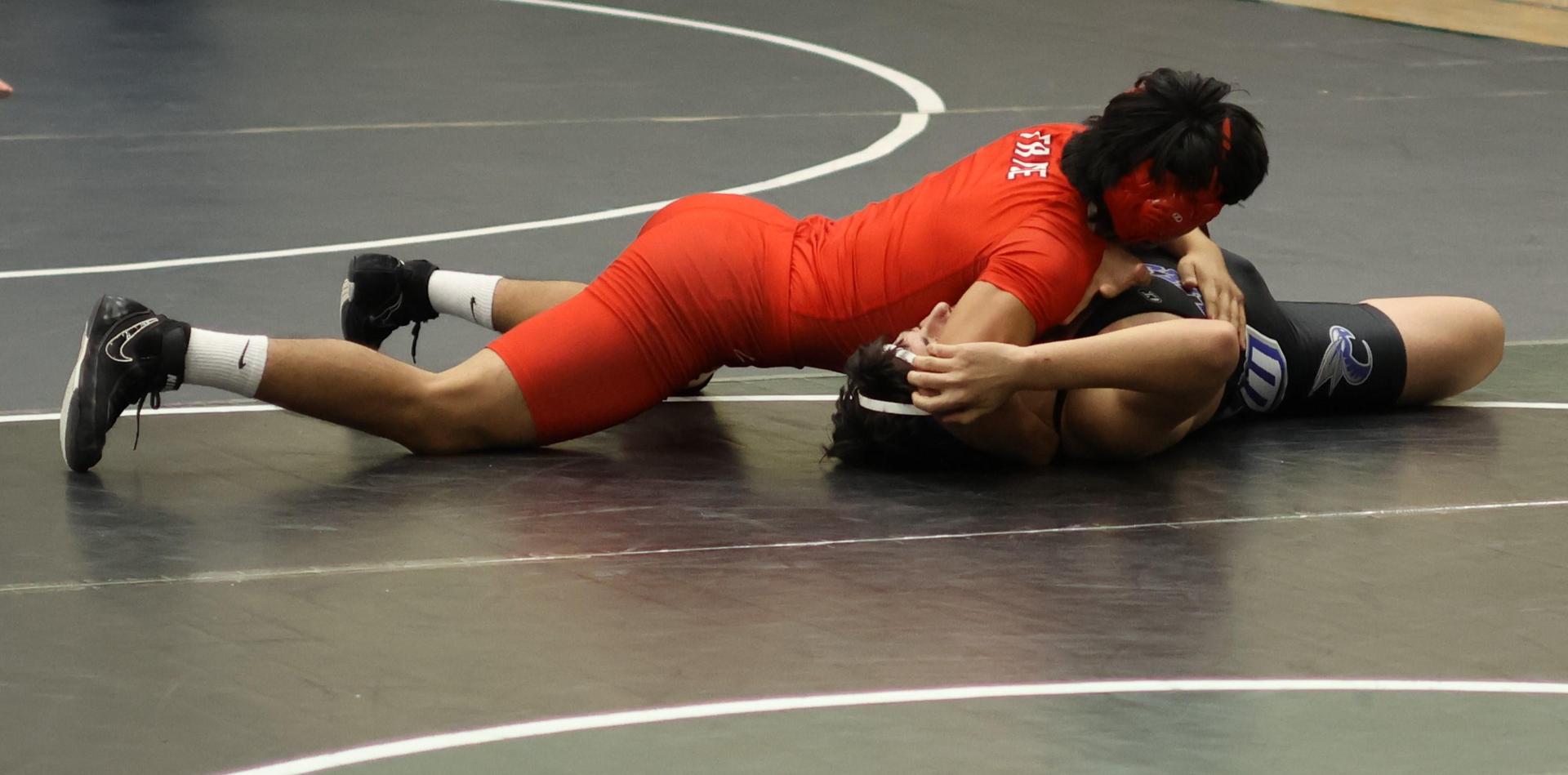 Boys wrestling in the Liberty Duals event 117