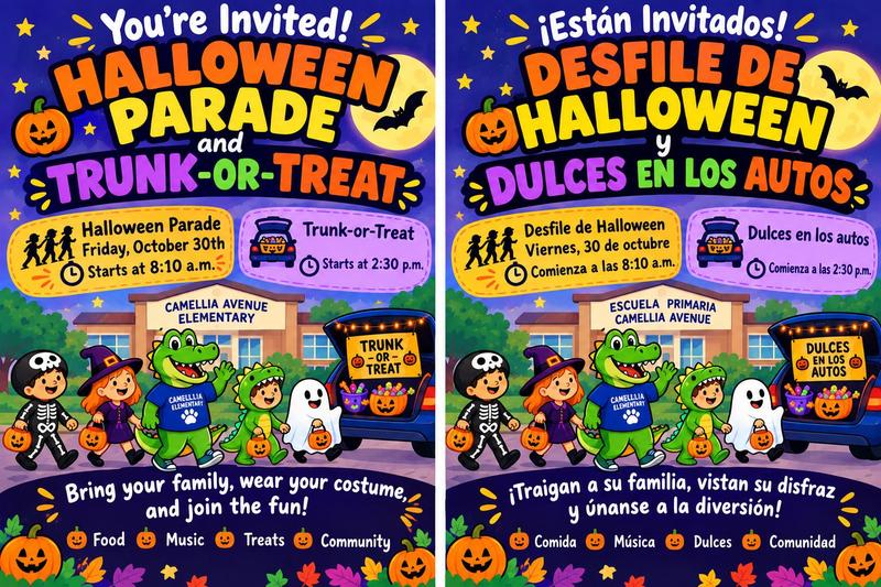 PARADE & TRUNK -OR- TREAT / DESFILE DE HALLOWEEN Y DULCES EN LOS AUTOS