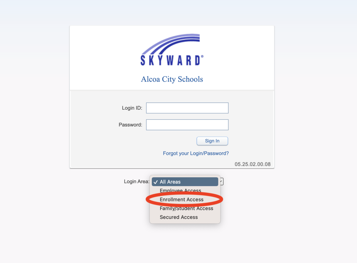 Skyward Login Page