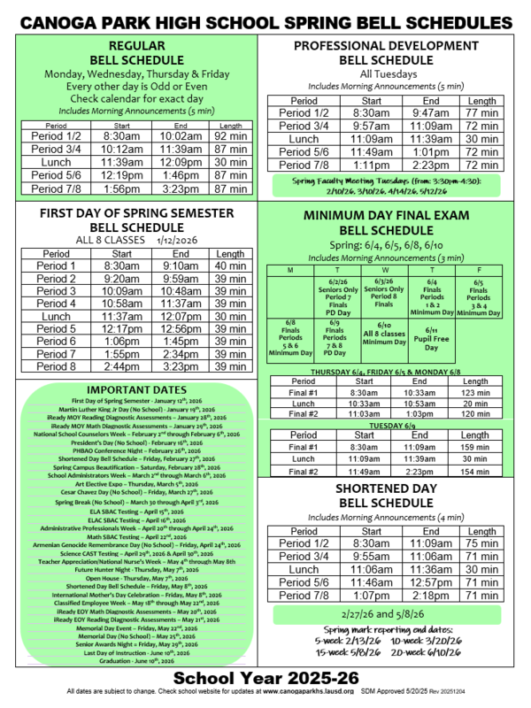 Bell Schedule