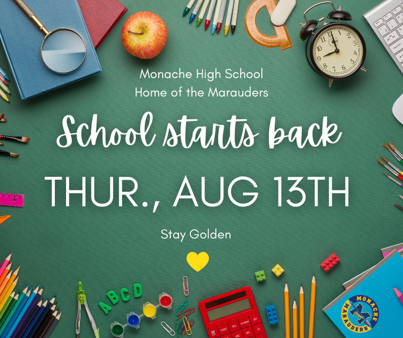 School Starts Aug 13th