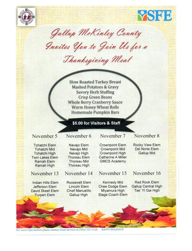 Gallup Mckinley County Schools Thanksgiving Meal Featured Photo