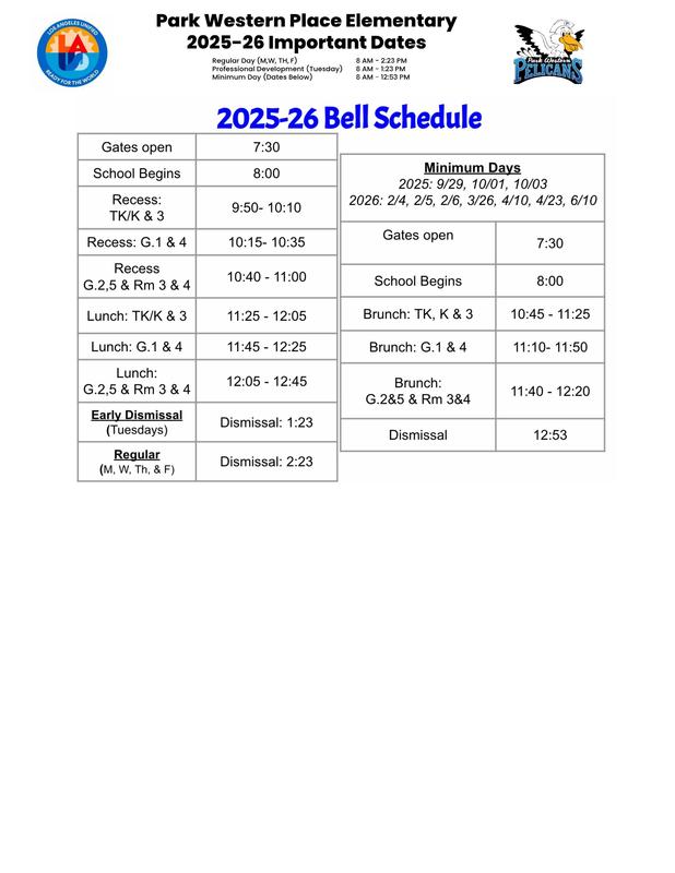 2025 - 2026 Bell Schedule