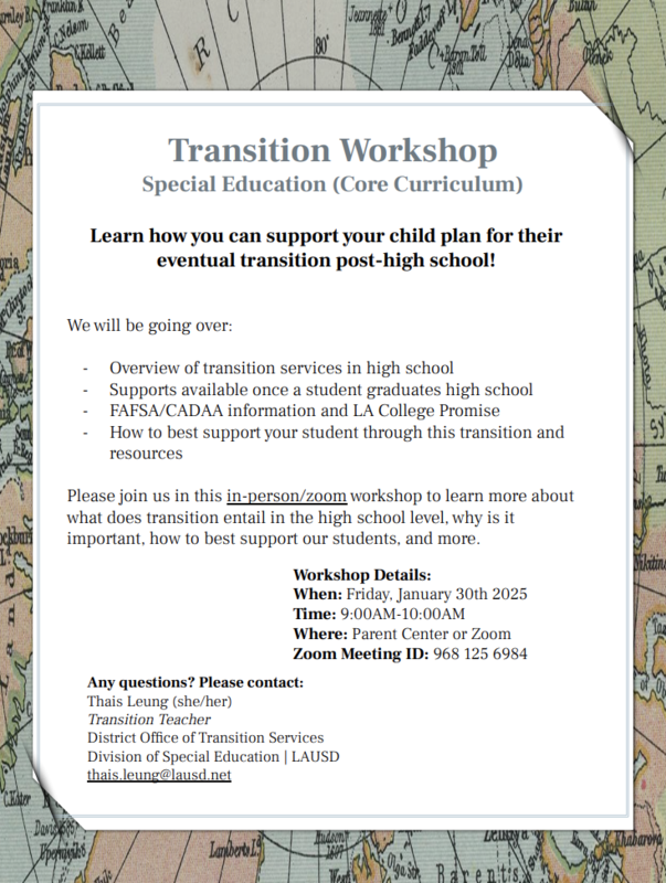 Parent Workshop Flyer