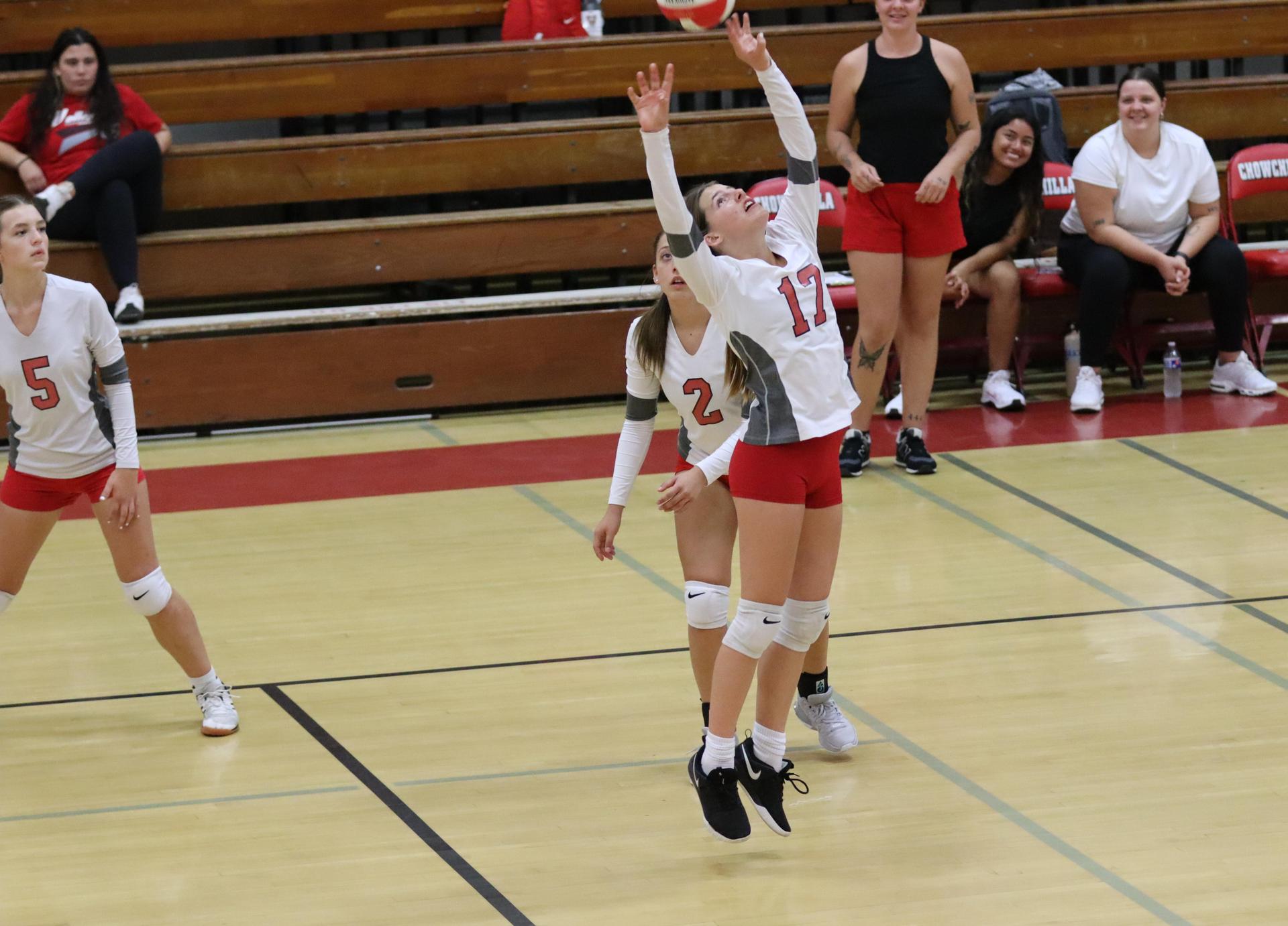 junior varsity girls playing volleyball against Liberty