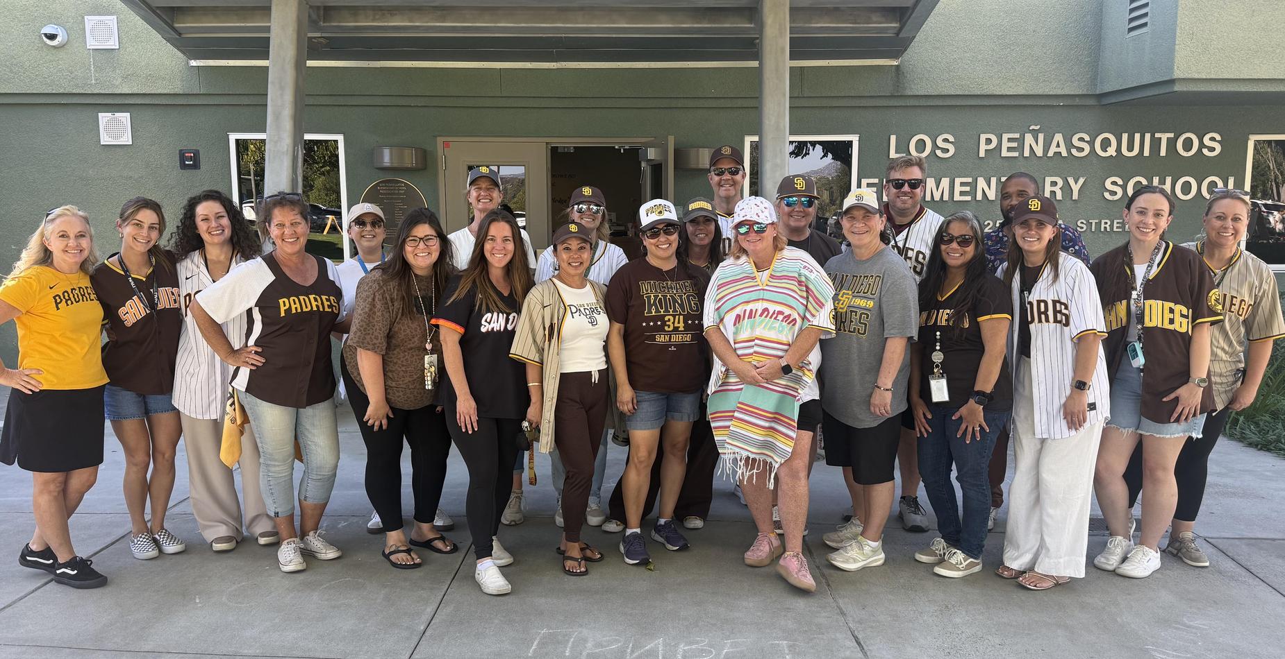 Staff wearing Padres shirts