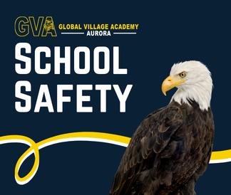 GVA Aurora Logo with School Safety and realistic eagle and yellow white flourish