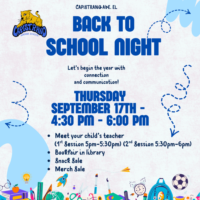 Back to School Night is on Thursday, September 17th at 4:30 p.m.! Thumbnail Image