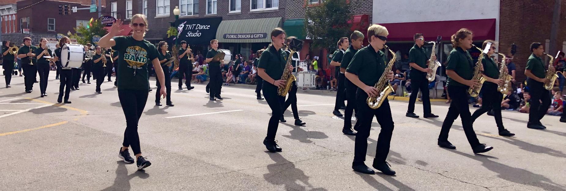 Ms Bontrager and her band in the parade