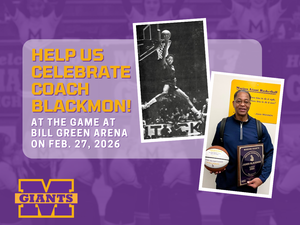 promo graphic - MHS boys basketball coach James Blackmon - retirement celebration