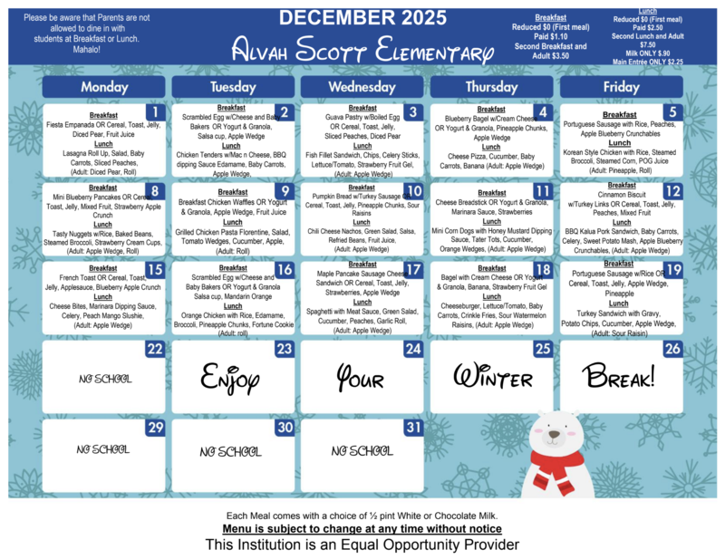 December Menu