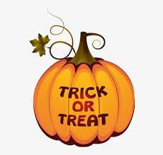 clip art of pumpkin with \"trick or treat\" above it.