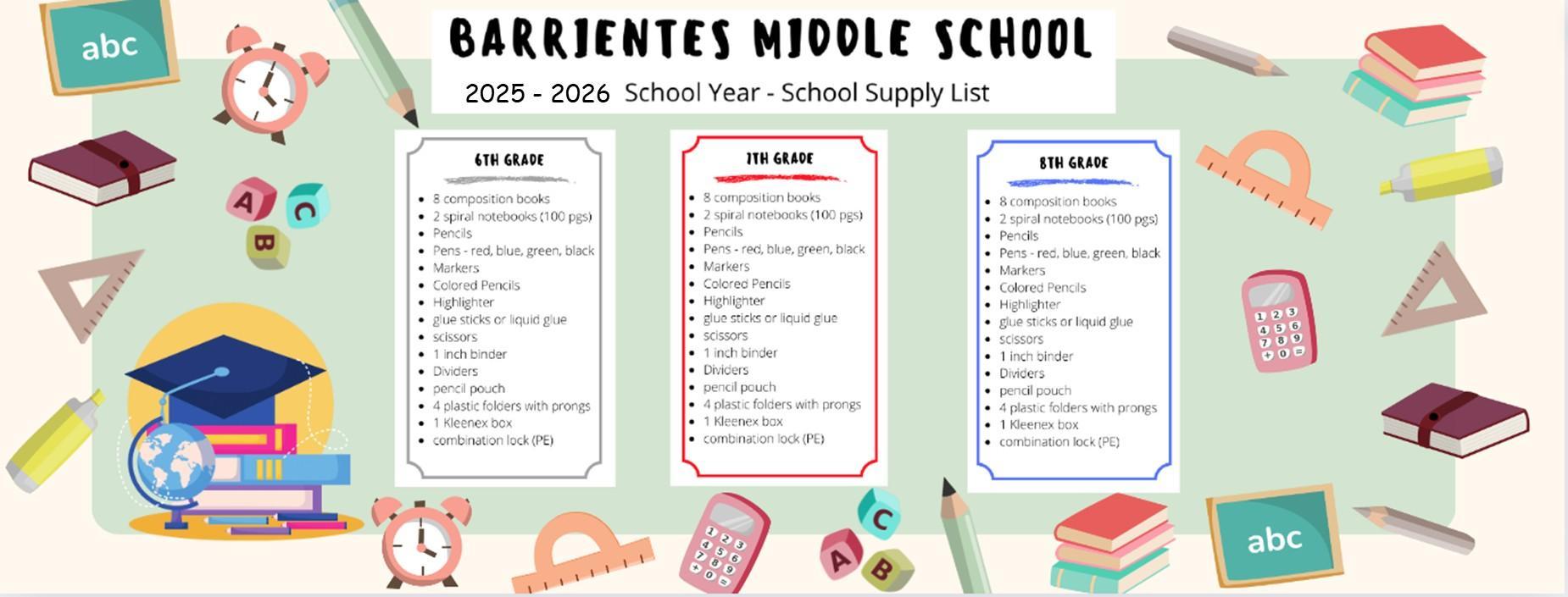 2025-2026 School Supply List