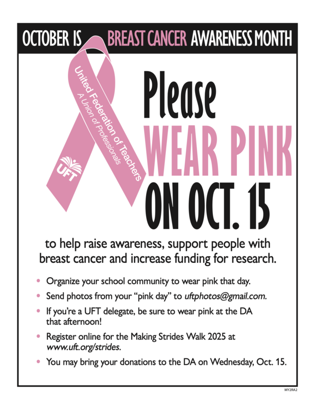 October 15 Wear Pink Day Flyer
