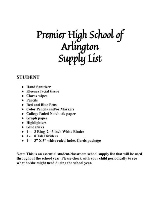 Supply list