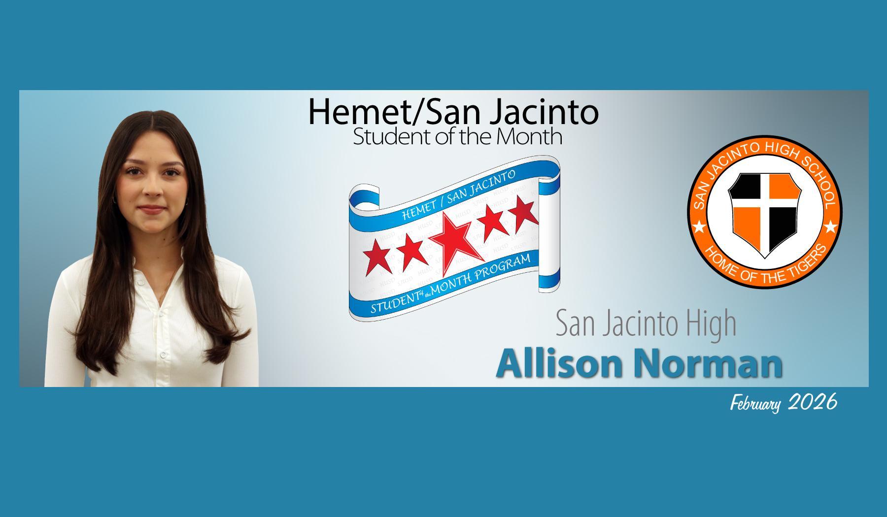 Student of the month - Allison Norman