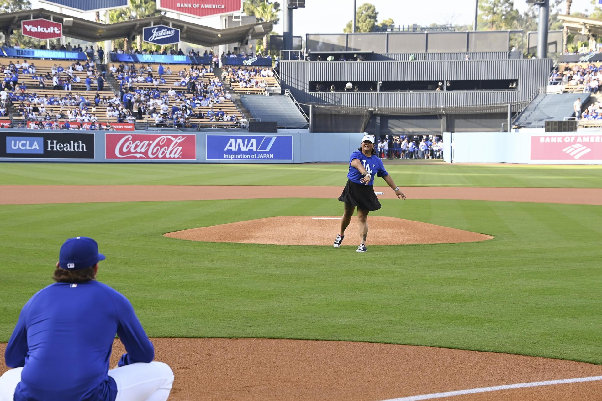 First pitch at Dodger Stadium for Teacher Appreciation Night 2025