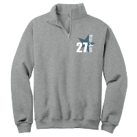 Grey quarter zip sweatshirt with blue star and Class of 27