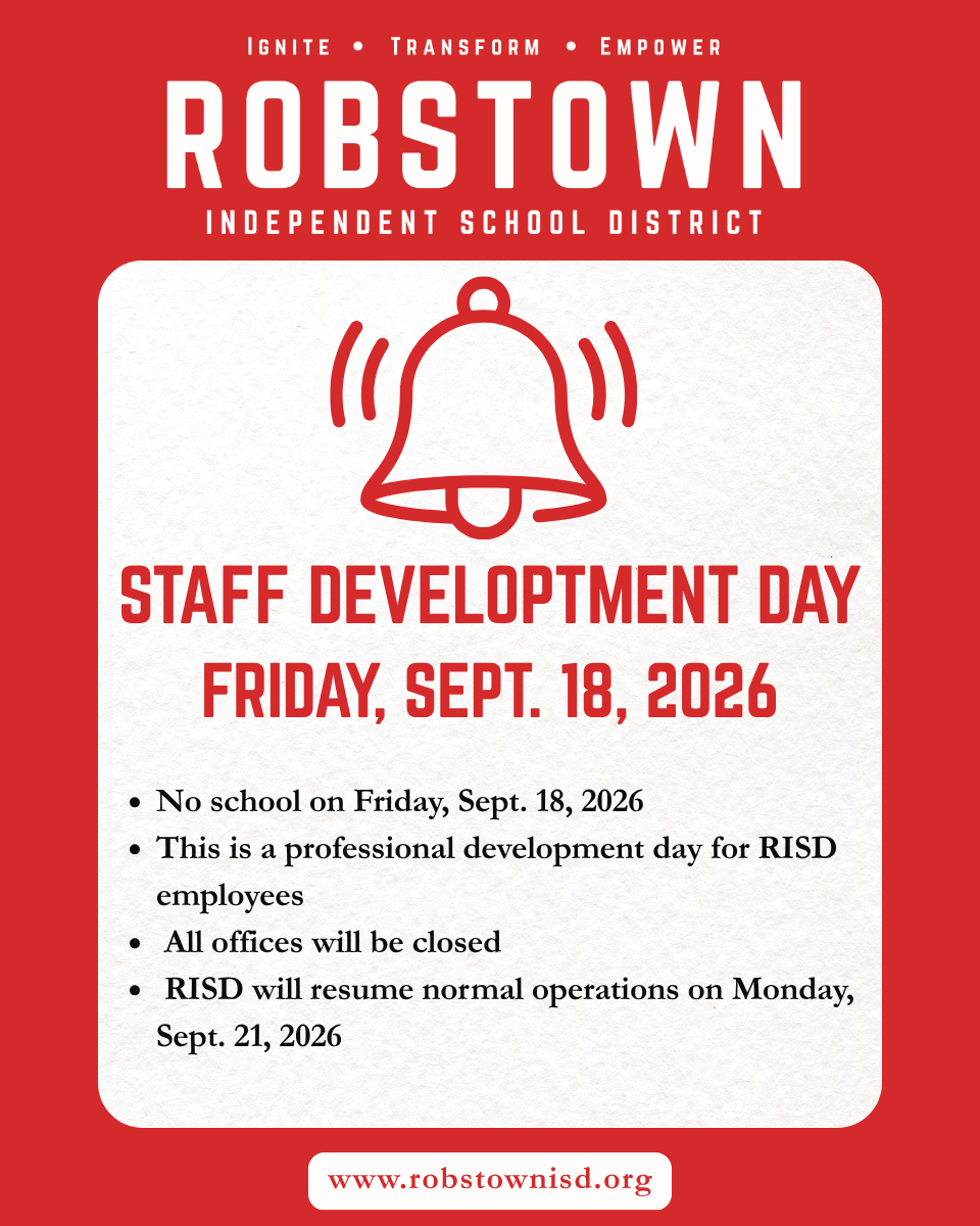 Announcement for staff development day with details and a bell icon.
