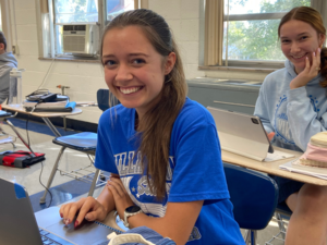 High School student using laptop