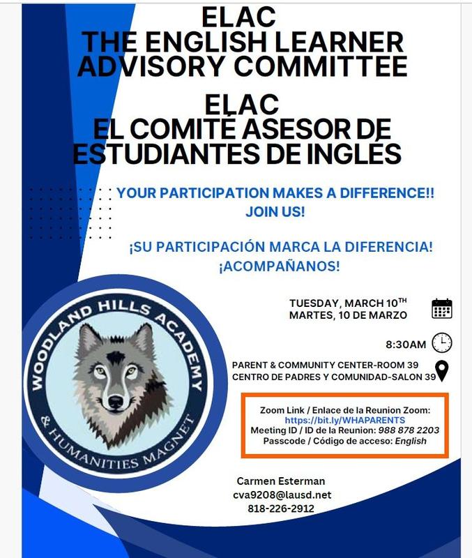 English Learner Advisory Committee (ELAC) - Tuesday, March 10, 2026 - 8:30 am Featured Photo