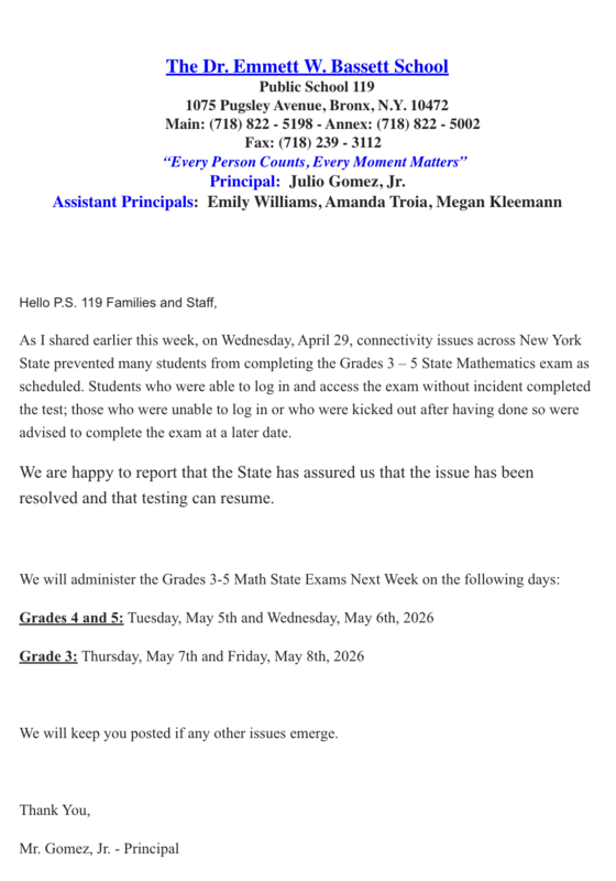 Math State Test Update Letter 04 30 2026