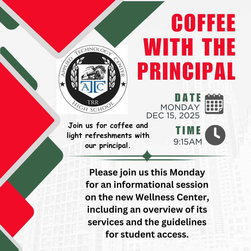 Coffee with the principal flyer with date and time