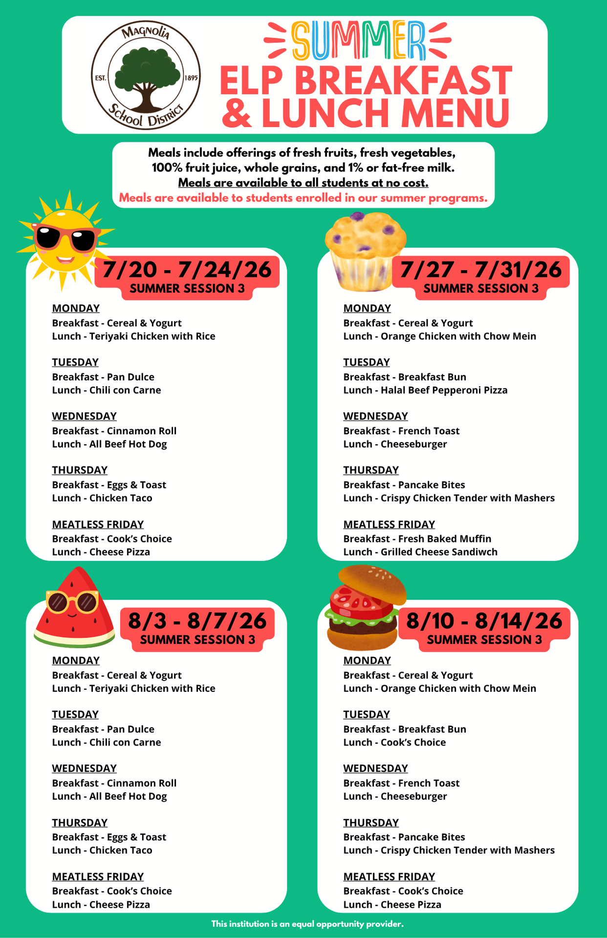 Session 3 Summer Breakfast and Lunch Menu - Updated 8_5_26