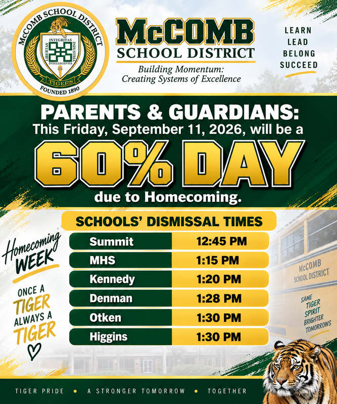 Homecoming 2026 60% Day Schedule 9/11/26