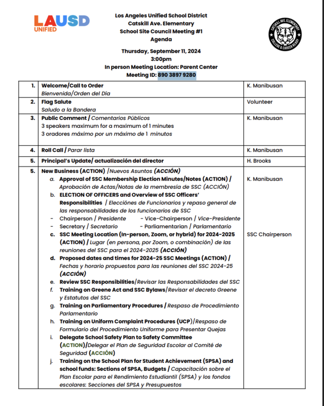 SSC Agenda English