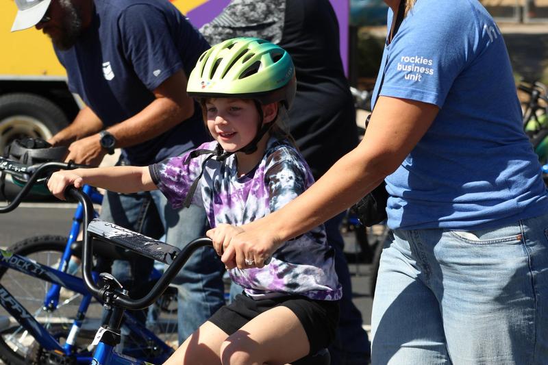 Student riding on bike