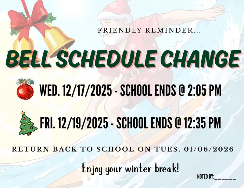 Bell Schedule Change