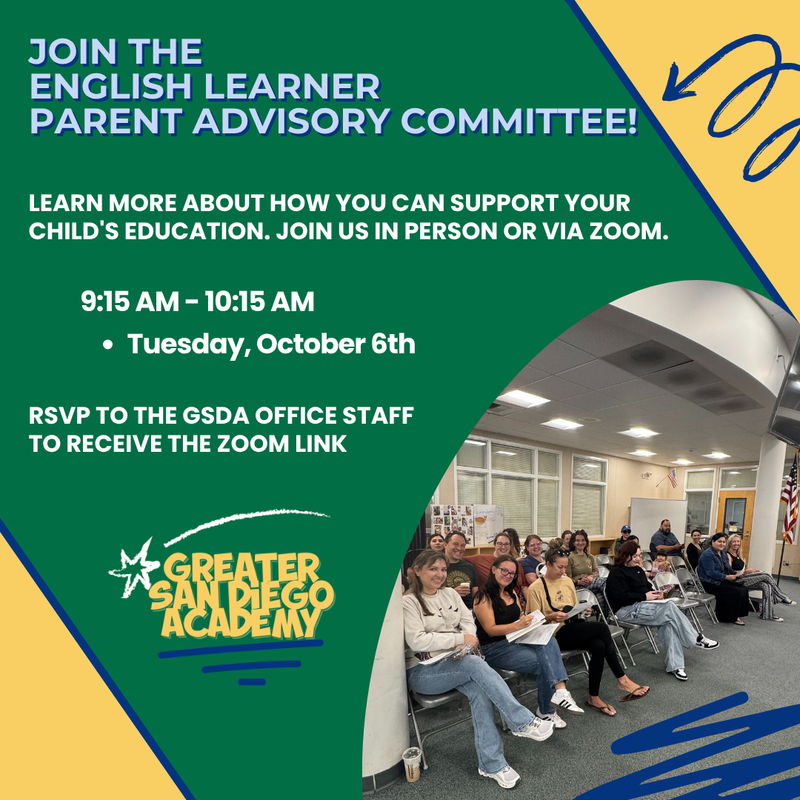 Info graphic with details of English Learning parent meeting