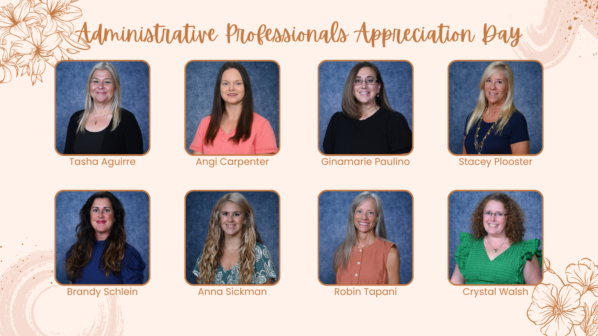 Collage of nine women celebrating Administrative Professionals Appreciation Day.