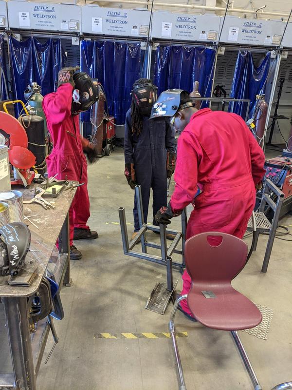 a student welding