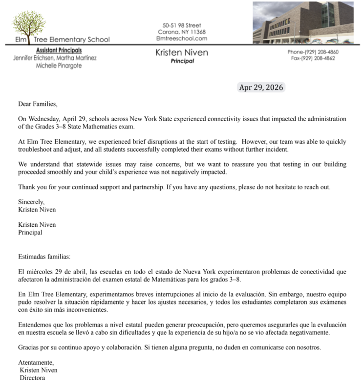 English and Spanish Letter